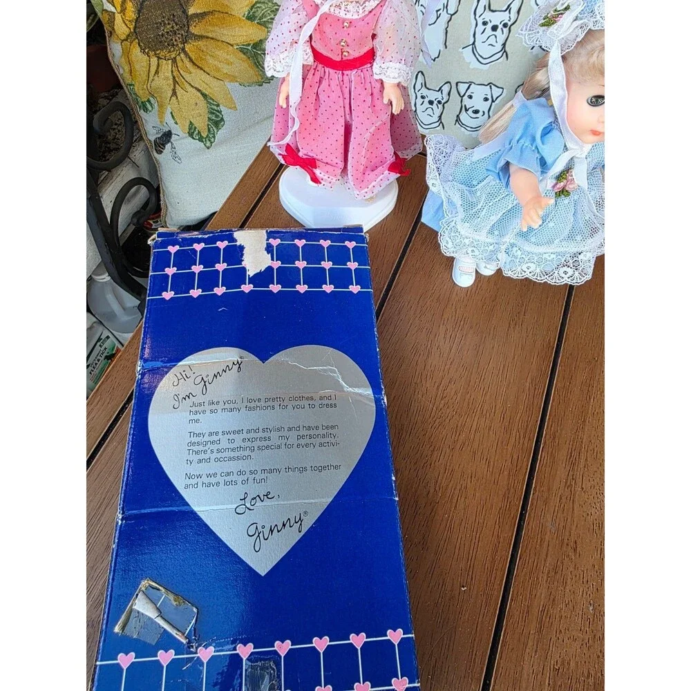 Vintage Ginny Vogue Dolls Lot and Wardrobe Outfit Sets OG box doll stand